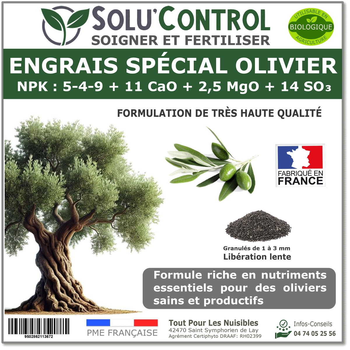 Engrais Spécial Olivier  - SoluControl - Formulation haute qualité Organo-Minerale